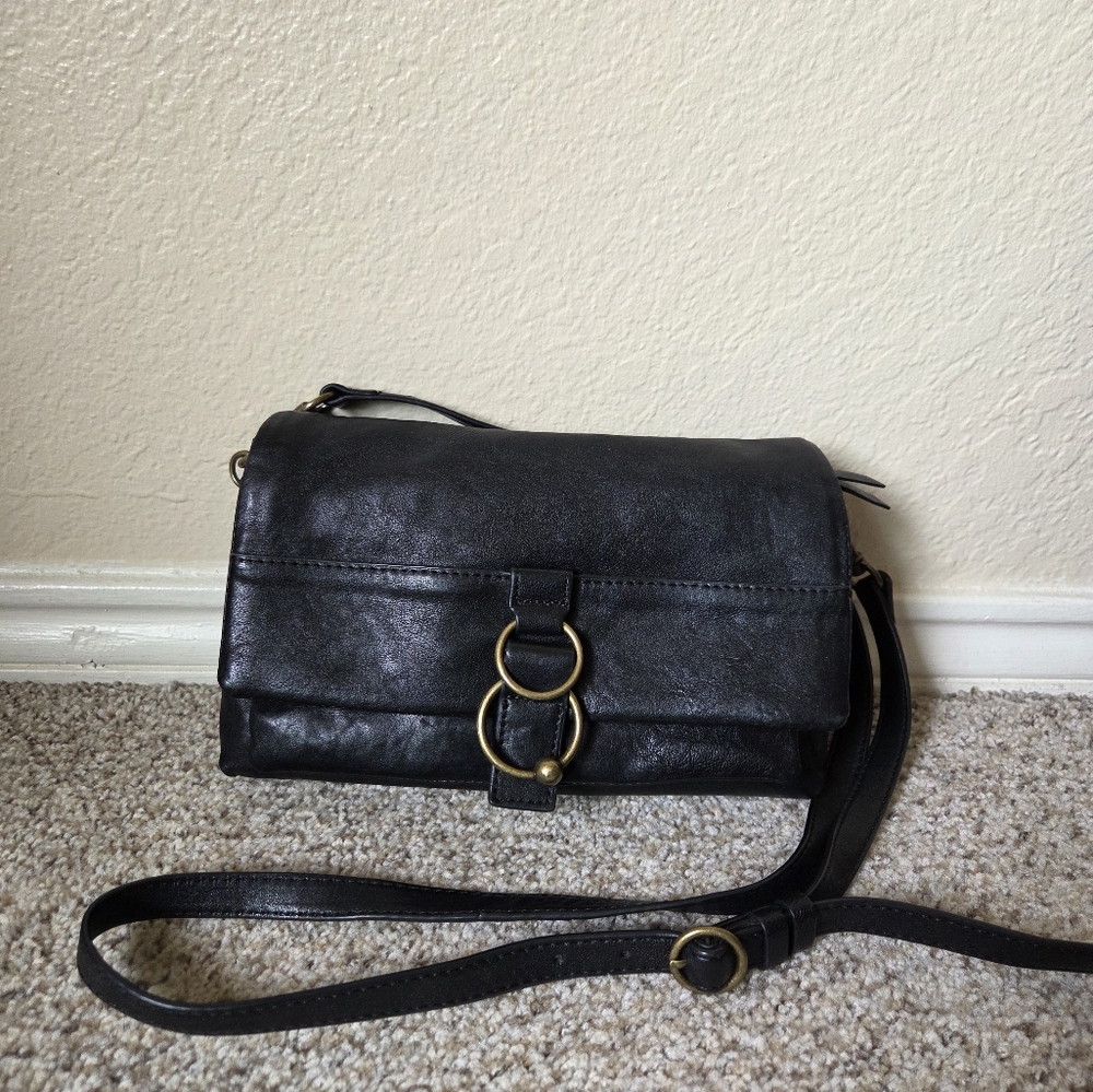 Lucky Brand Leather Crossbody Bag Black
